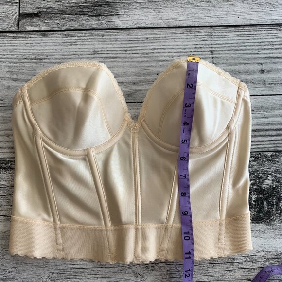 Vintage Bustier Corset Union Made Satin Lace Low Back Boned Underwire New - Picture 11 of 12